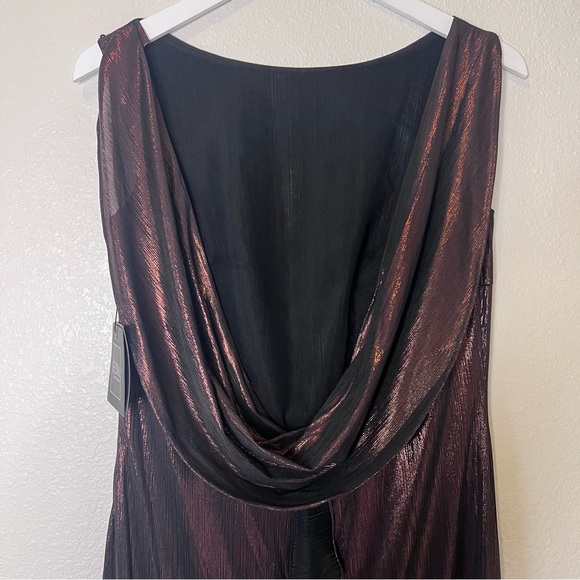 MAC DUGGAL Brown Metallic Cowl Back Column Gown Espresso NWT Size 10 49087 - Picture 6 of 8